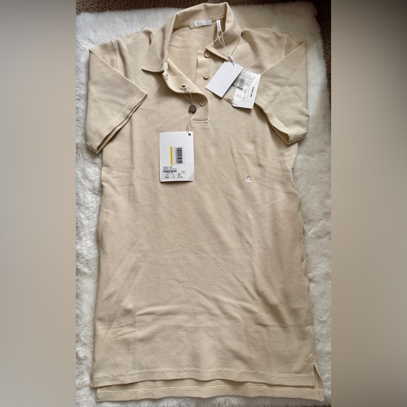 Helmut Lang Ivory Waffle Knit Collar Pockets Mini Polo Shirt Dress XS NWT - Picture 4 of 7